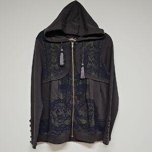 Y2K Free People Gray Zip Up Hoodie, Size Med